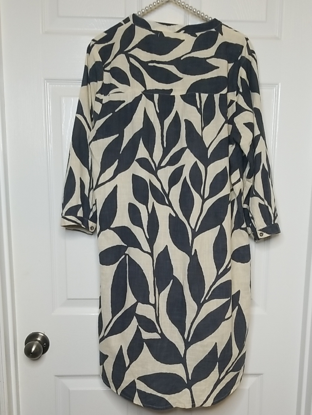 Dolma Navy Beige Tunic Georgia Bailey Cotton Dress Above Knee Pockets - Picture 9 of 14